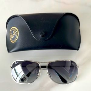 Ray Ban men sunglasses, silver chrome frame